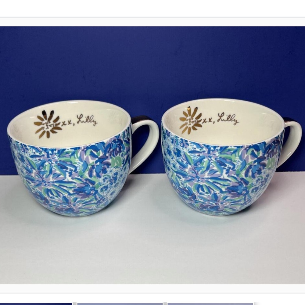 Lilly Pulitzer Set of 2 Ceramic
Mugs Floral 12 Oz